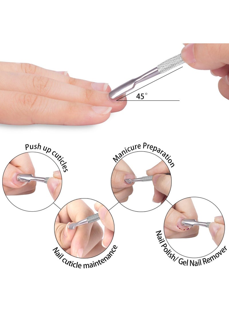 MJZ 2 Pcs Cuticle Trimmer with Cuticle Pusher, Cuticle Nipper, Stainless Steel Cuticle Trimmer, Cuticle Remover Tool Set for Fingernails and Toenails, Pedicure Manicure Tools, Nail Art Pusher Nail Removal Pusher Silver - Image 3